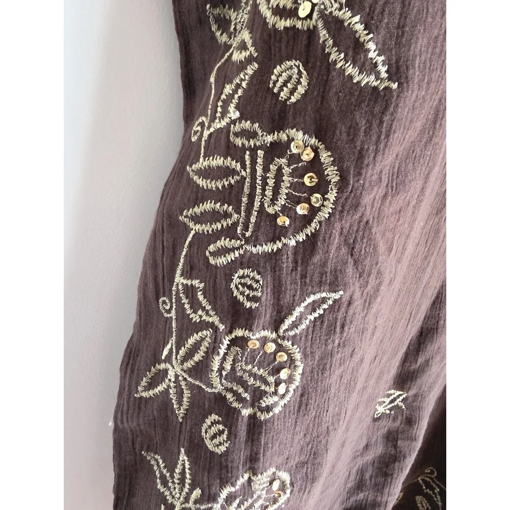 NWoT Newport News Pareo Brown Floral Cotton Wrap Skirt Resort Cover Up Sarong